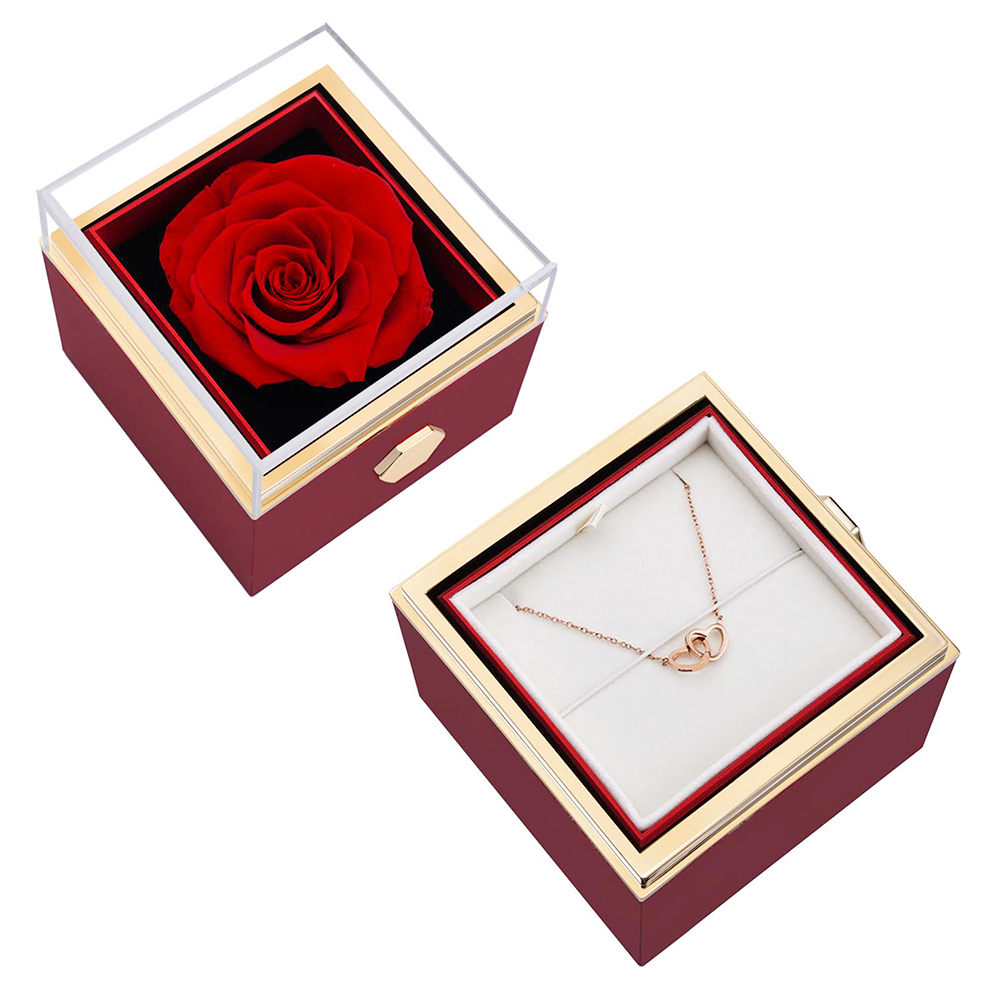 Eternal Rose Box - W/ Engraved Necklace & Real Rose