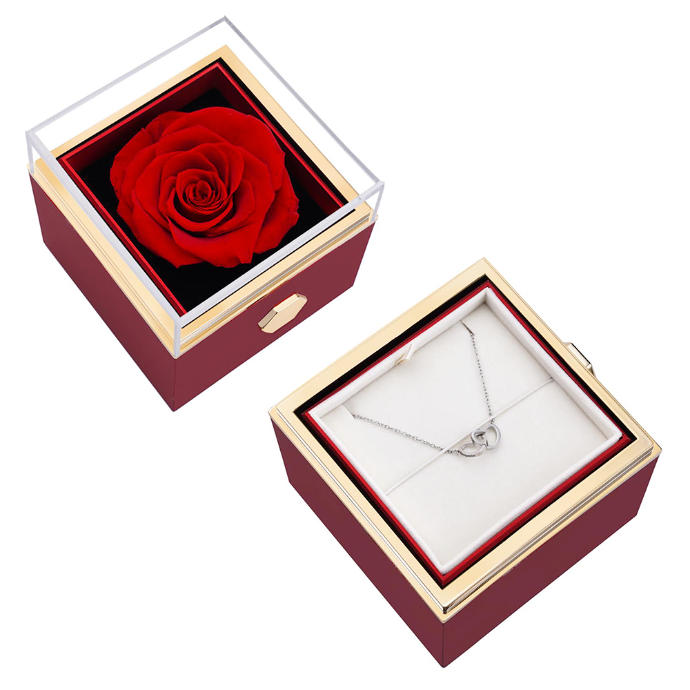 Eternal Rose Box - W/ Engraved Necklace & Real Rose